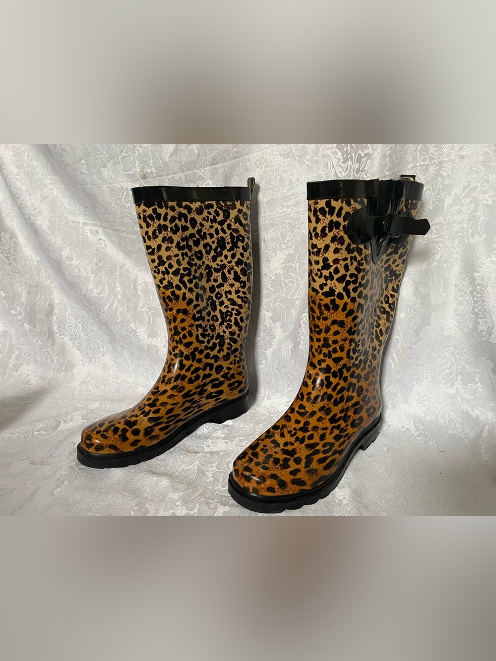 Capelli of New York Leopard Print Rain Boots - Black & Brown